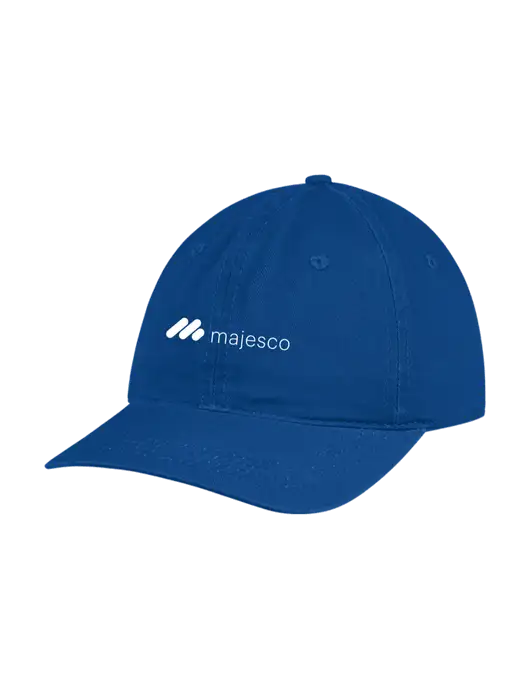 Garment Washed Unstructured Twill Royal Cap w/Majesco Logo