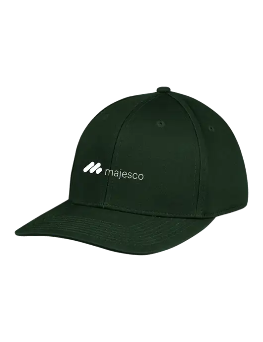 Premium Modern Structured Twill Dark Green Snapback Cap w/Majesco Logo