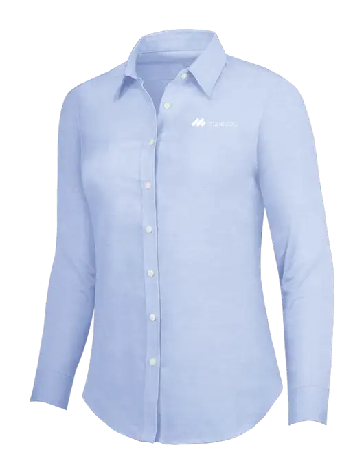Light Blue Womens SuperPro Oxford Shirt w/Majesco Logo