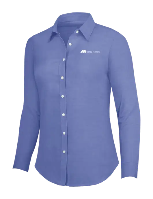 Navy Womens SuperPro Oxford Shirt w/Majesco Logo