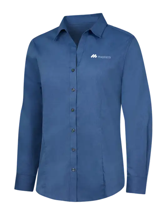 Light Navy Womens Crosshatch Easy Care Shirt w/Majesco Logo