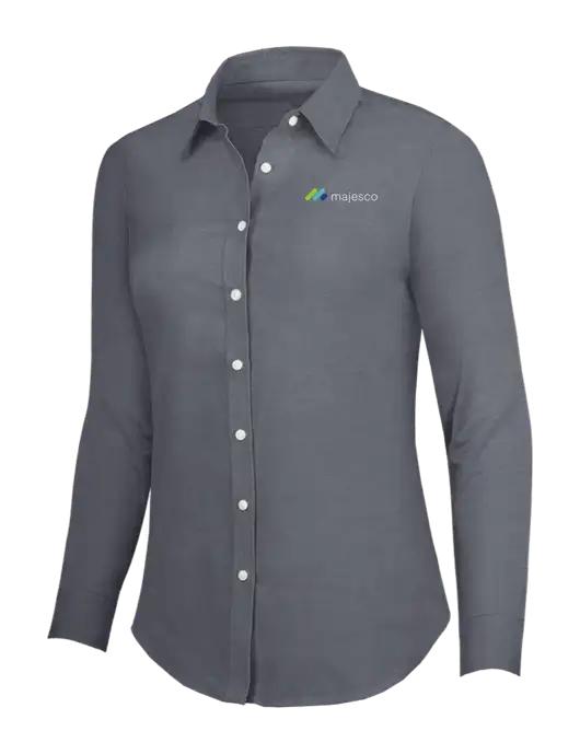Dark Grey Womens SuperPro Oxford Shirt w/Majesco Logo