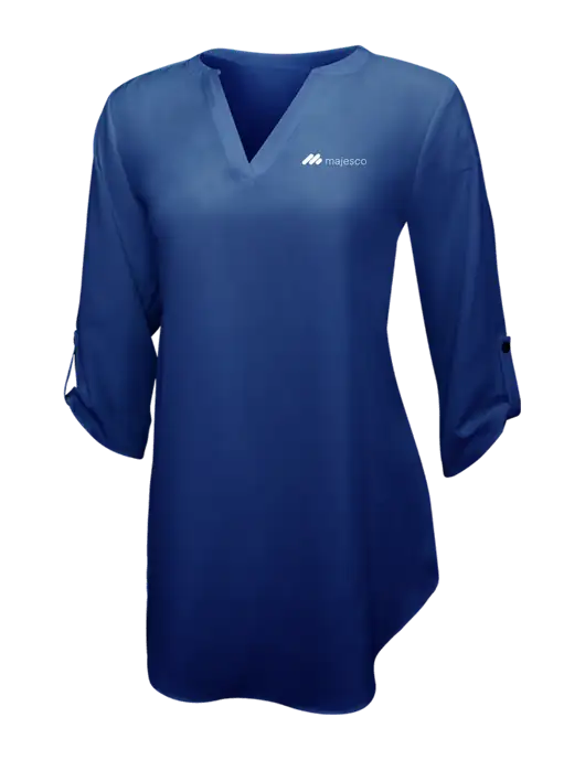 Dark Royal Womens 3/4 Sleeve Tunic Blouse w/Majesco Logo