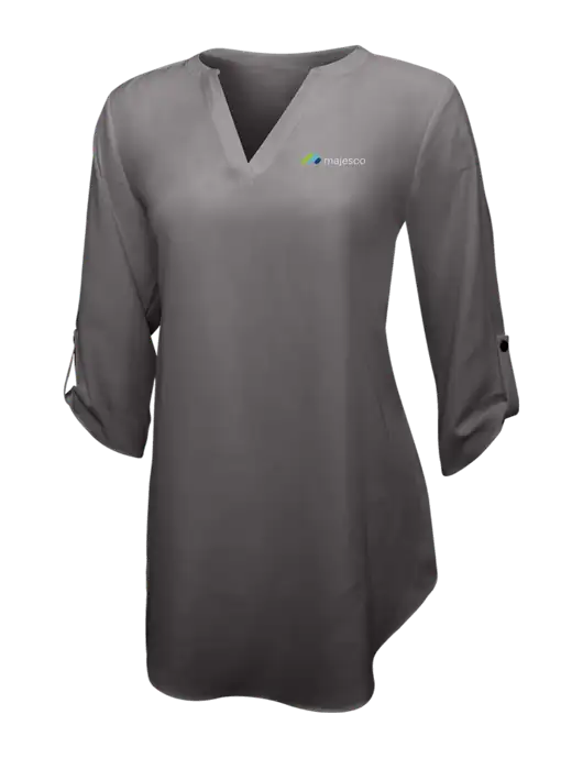Dark Grey Womens 3/4 Sleeve Tunic Blouse w/Majesco Logo