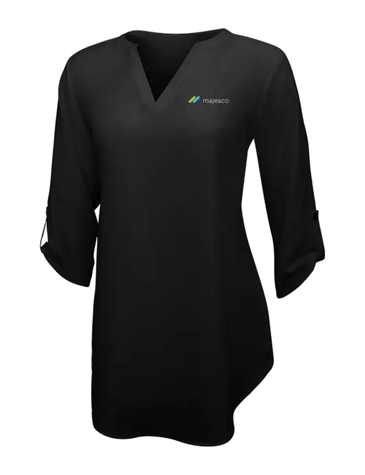 Womens Black 3/4 Sleeve Tunic Blouse w/Majesco Logo