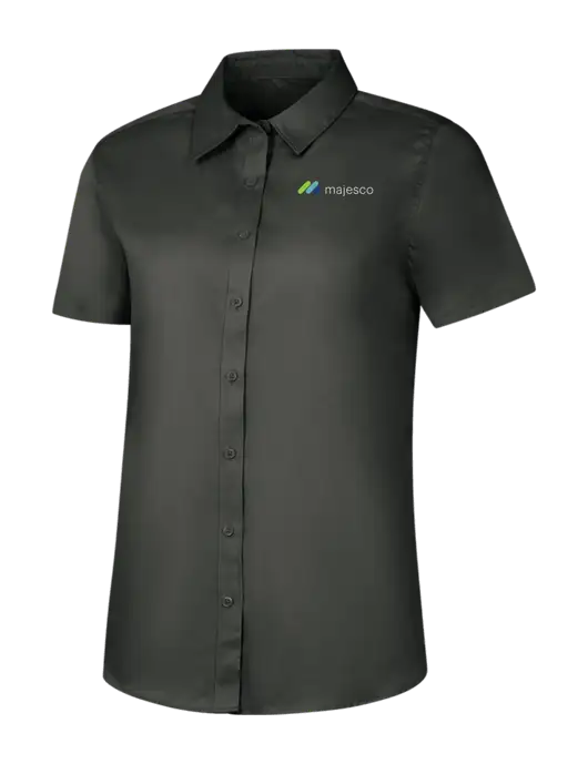 Womens Dark Grey Short Sleeve Superpro React Twill Shirt w/Majesco Logo
