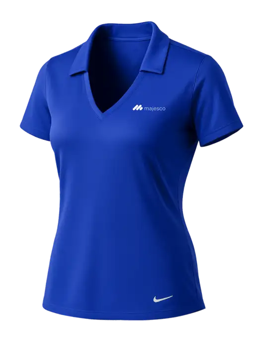 NIKE Dark Royal Womens Dri-Fit Vertical Mesh Polo w/Majesco Logo