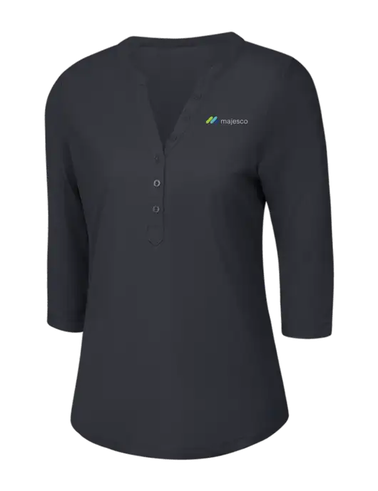 OGIO Charcoal Grey Jewel Henley w/Majesco Logo