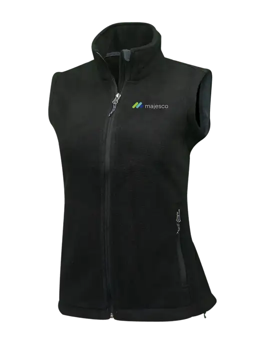 Womens Black Fleece Vest w/Majesco Logo