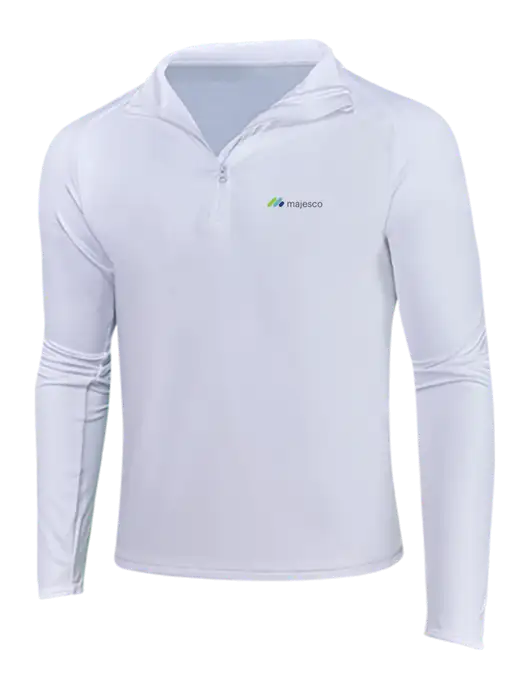 White Sport Wick Stretch 1/4 Zip Pullover w/Majesco Logo