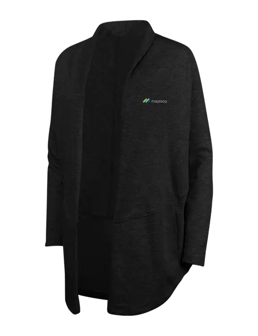 Deep Black/Charcoal Heather Womens Interlock Cardigan w/Majesco Logo