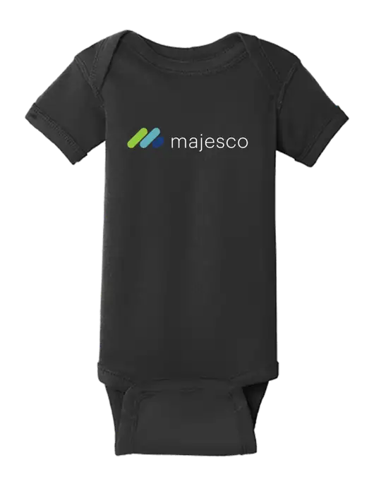 Rabbit Skins Black Infant Short Sleeve Baby Rib Bodysuit w/Majesco Logo