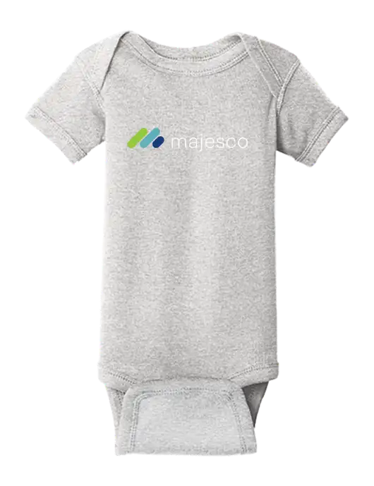 Rabbit Skins Light Grey Heather Infant Short Sleeve Baby Rib Bodysuit w/Majesco Logo