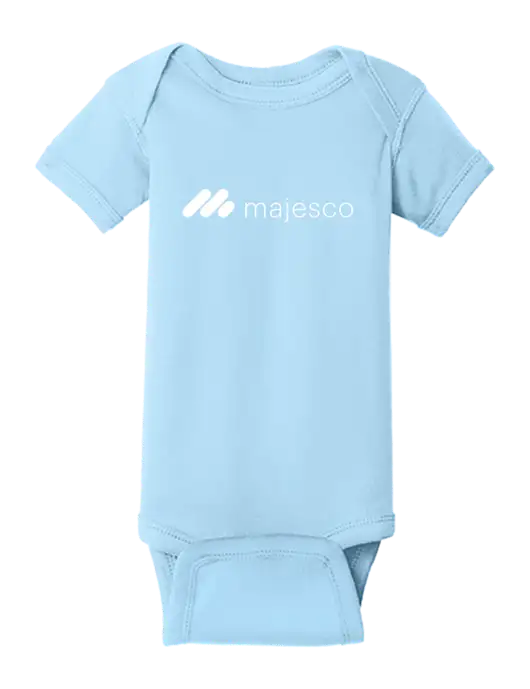 Rabbit Skins Light Blue Infant Short Sleeve Baby Rib Bodysuit w/Majesco Logo