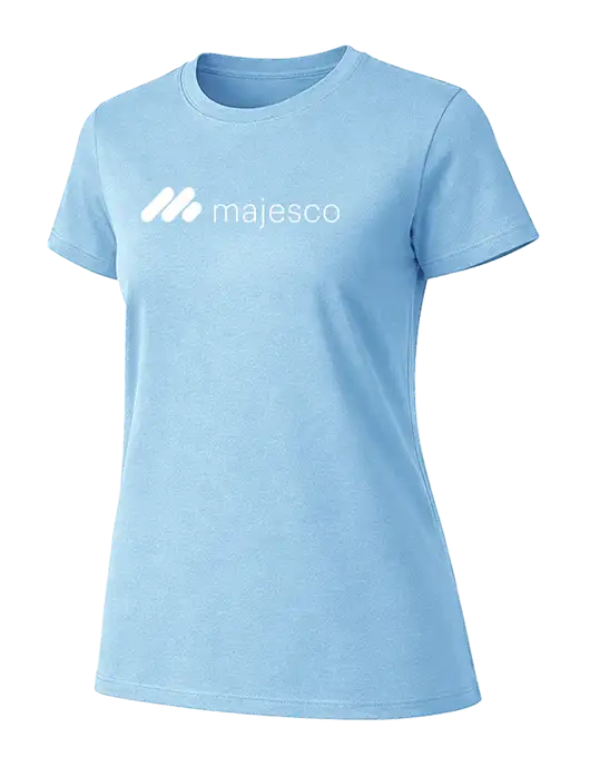 Womens Ring Spun Light Blue 4.5 oz T-Shirt w/Majesco Logo
