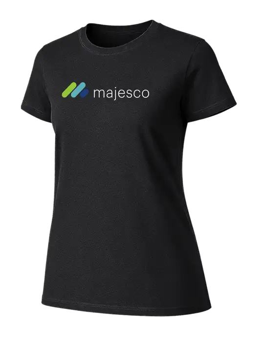 Womens Ring Spun Jet Black 4.5 oz T-Shirt w/Majesco Logo