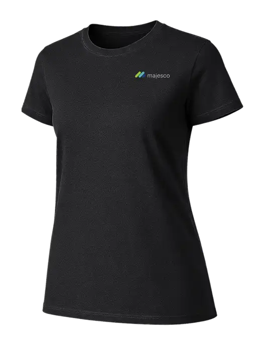 Womens Ring Spun Jet Black 4.5 oz T-Shirt w/Majesco Logo