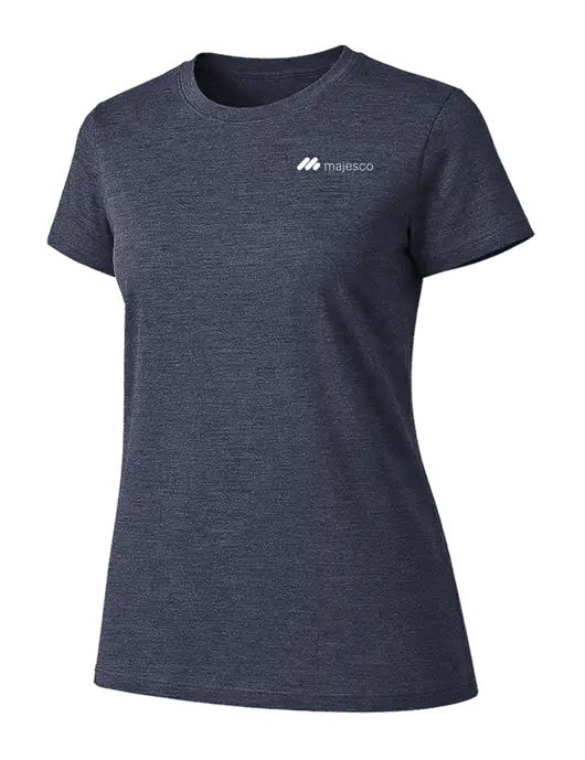 Womens Ring Spun Heather Navy 4.5 oz T-Shirt w/Majesco Logo