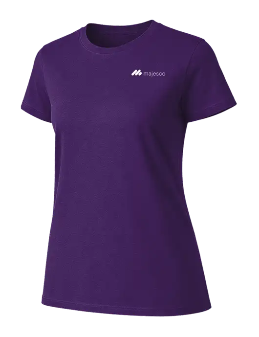 Womens Ring Spun Purple 4.5 oz T-Shirt w/Majesco Logo
