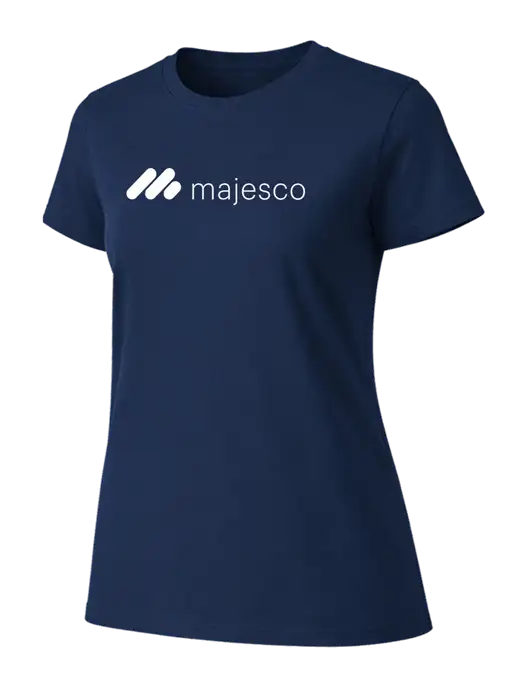 Womens Ring Spun Navy 4.5 oz T-Shirt w/Majesco Logo
