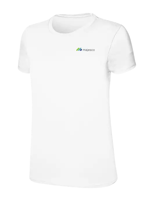 Womens Ring Spun White 4.5 oz T-Shirt w/Majesco Logo