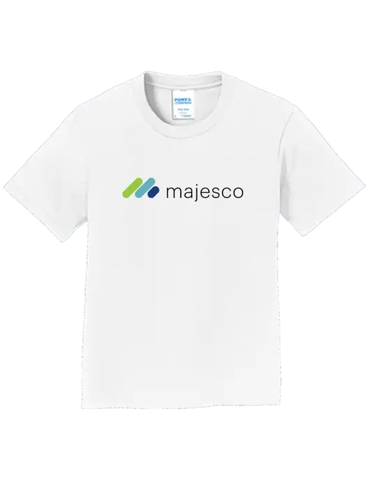 Youth Ring Spun White 4.5 oz T-Shirt w/Majesco Logo
