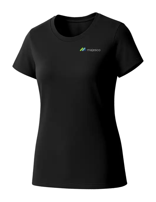 Womens Seriously Soft Black T-Shirt w/Majesco Logo