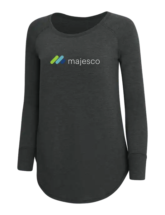 Womens Perfect Wide Collar Tunic Tri-Blend Black Frost 4.5 oz T-Shirt w/Majesco Logo
