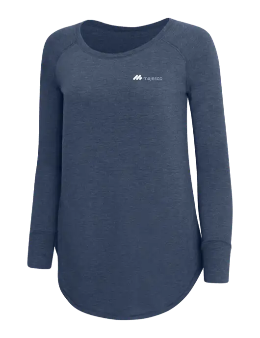 Womens Perfect Wide Collar Tunic Tri-Blend Navy Frost 4.5 oz T-Shirt w/Majesco Logo