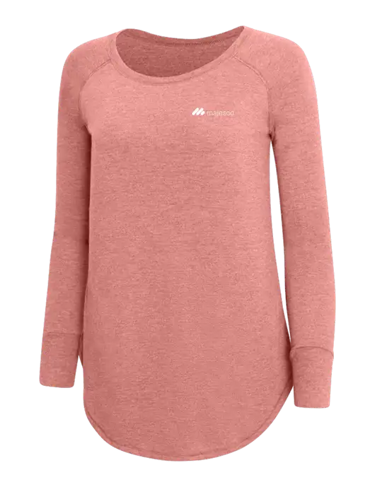 Womens Perfect Wide Collar Tunic Tri-Blend Blush Frost 4.5 oz T-Shirt w/Majesco Logo