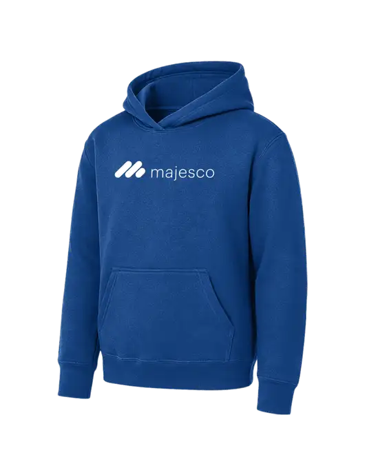 Youth Royal 7.8 oz Pullover Hooded Sweatshirt w/Majesco Logo