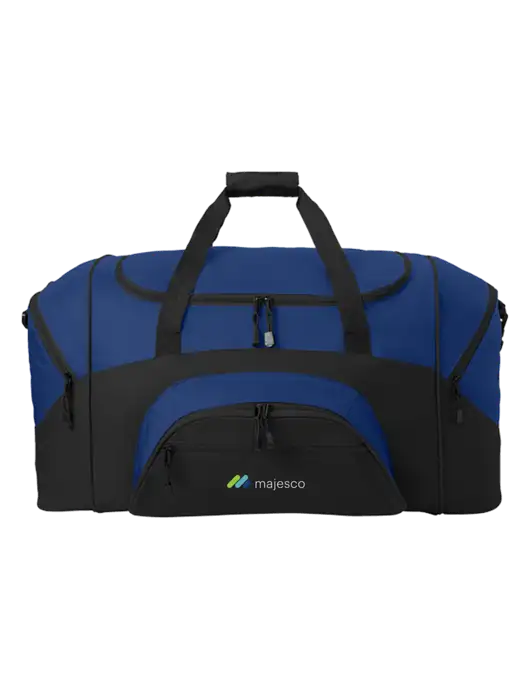 Standard Colorblock Royal/Black Sport Duffel w/Majesco Logo
