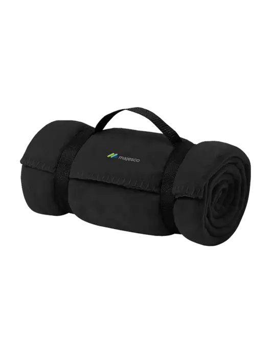 Casual Black Fleece Blanket With Strap w/Majesco Logo