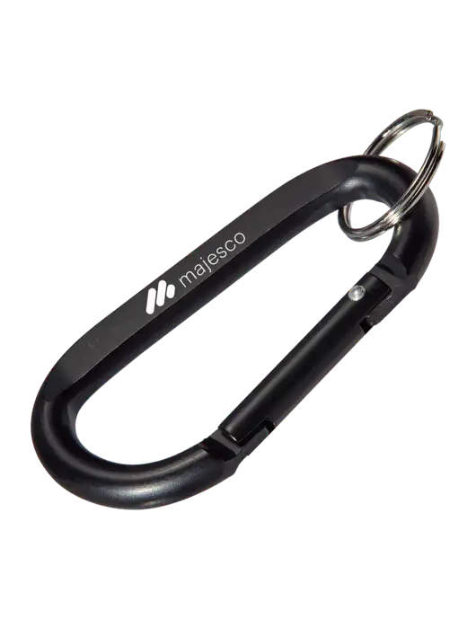 Black Carabiner & Key Ring w/Majesco Logo