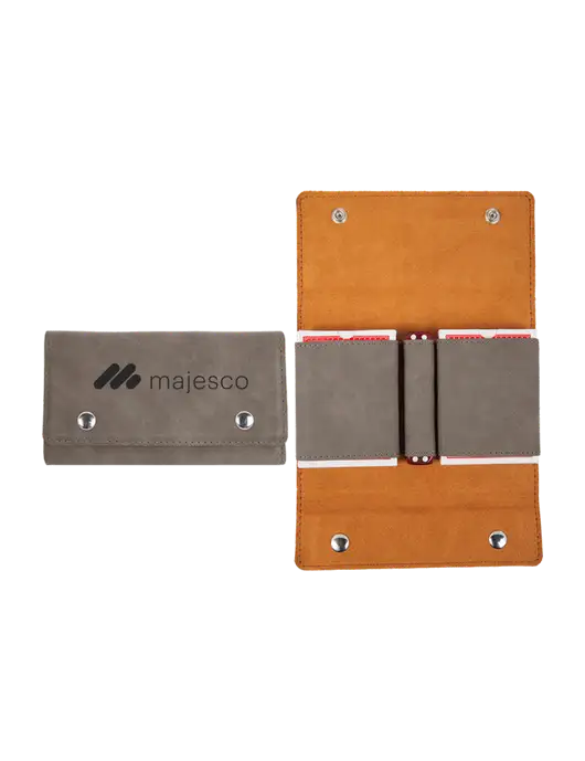 Grey Leatherette Card & Dice Set w/Majesco Logo