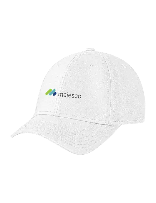 White Structured Soft Snap Closure Hook & Loop Cap w/Majesco Logo