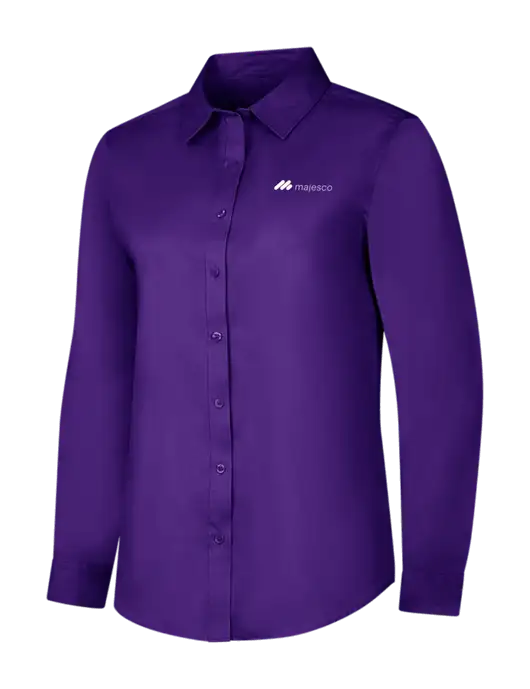 Purple Womens Long Sleeve Superpro React Twill Shirt w/Majesco Logo