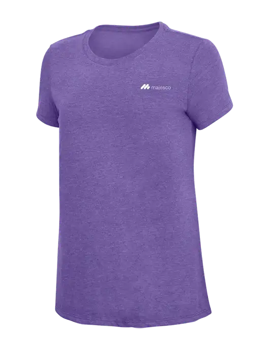 Womens Simply Soft Purple Frost 4.5oz  Poly/Combed Ring Spun Cotton T-Shirt w/Majesco Logo