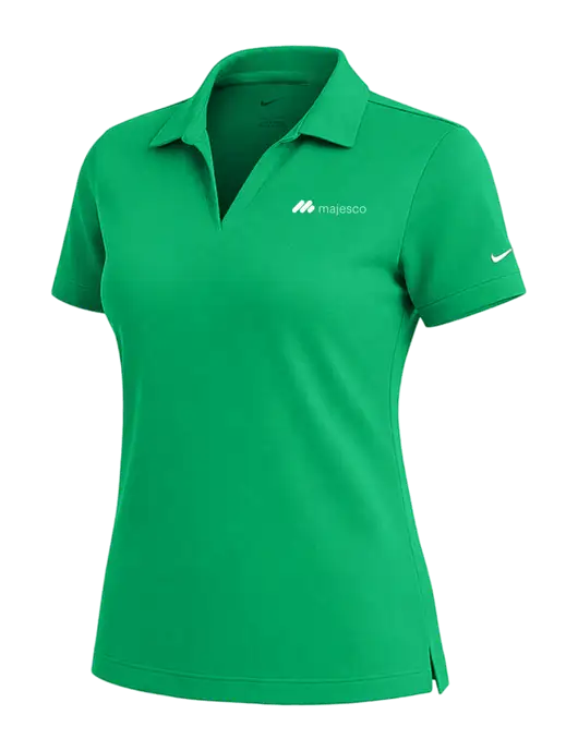 NIKE Kelly Green Womens Dri-Fit Micro Pique Polo w/Majesco Logo