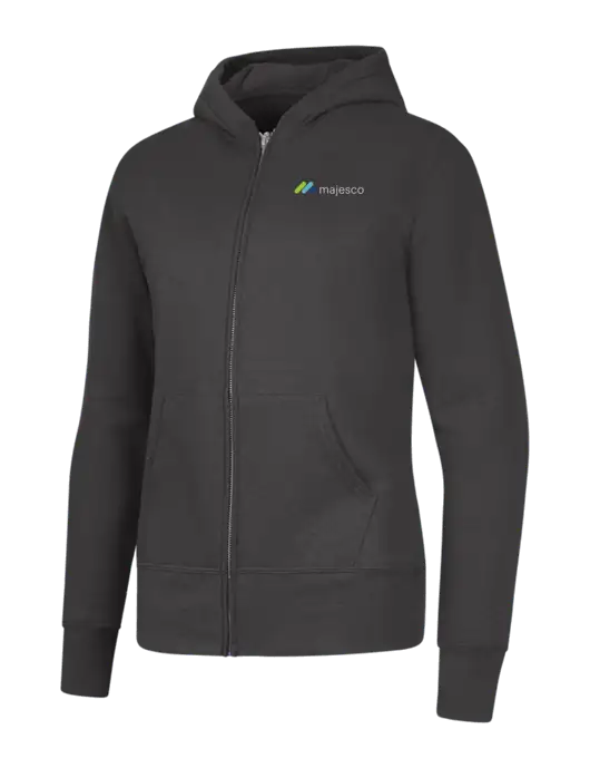 Charcoal Womens Core Fleece Full-Zip Hooded Sweatshirt w/Majesco Logo