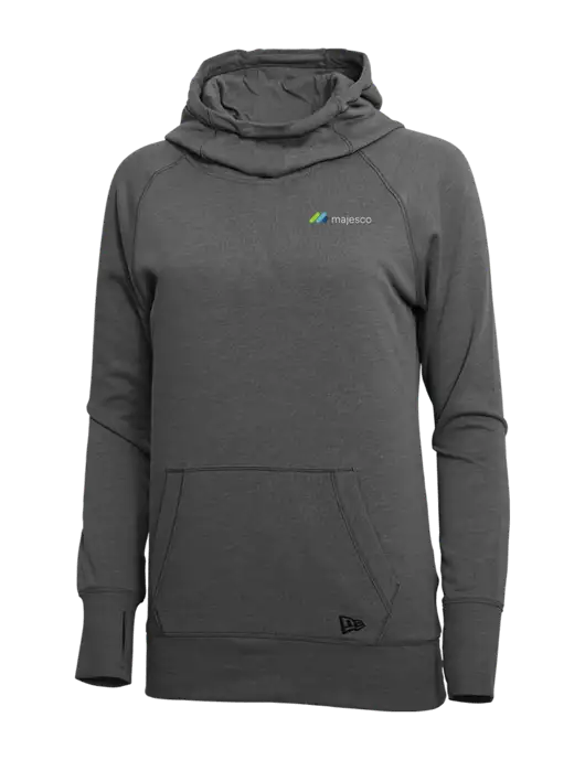 New Era Black Heather Womens Tri-Blend Fleece Pullover Hoodie w/Majesco Logo