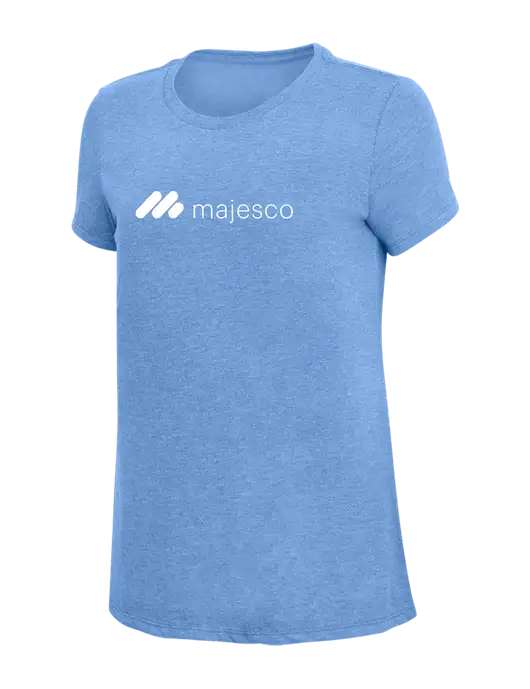 Womens Simply Soft Maritime Frost 4.5oz Poly/Combed Ring Spun Cotton T-Shirt
 w/Majesco Logo