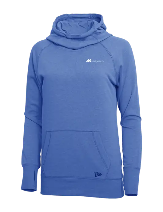 New Era Royal Heather Womens Tri-Blend Fleece Pullover Hoodie w/Majesco Logo