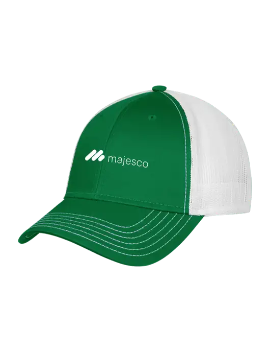 Kelly/White Mesh Trucker Cap Snap Back w/Majesco Logo