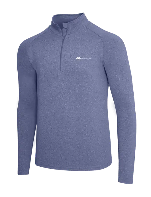 Navy Heather Sport Wick Stretch 1/4 Zip Pullover w/Majesco Logo