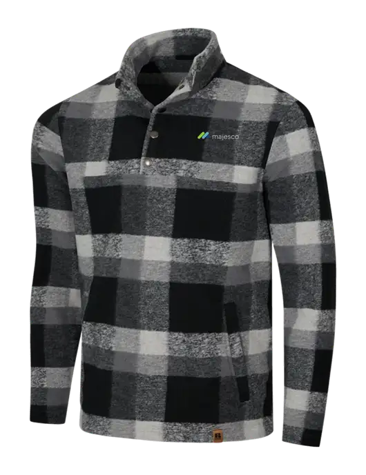 Russell Outdoors Black/White Plaid Basin Snap Pullover w/Majesco Logo