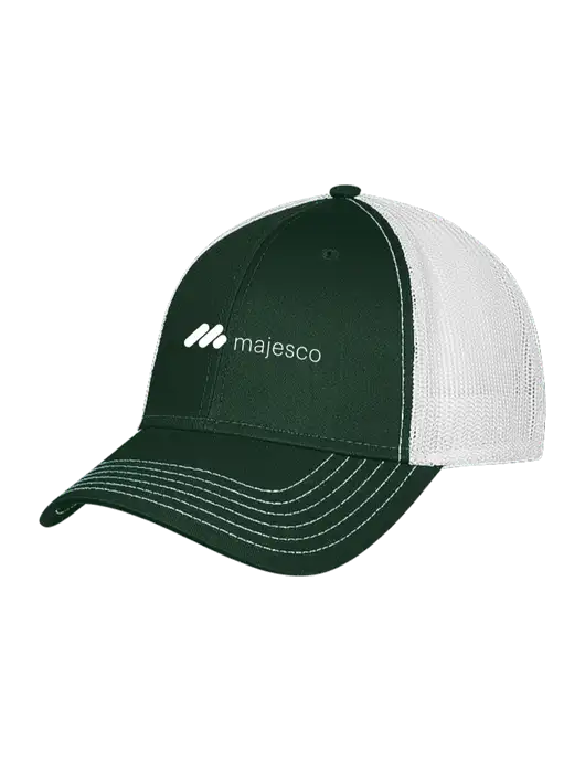 Dark Green/White Mesh Trucker Cap Snap Back w/Majesco Logo