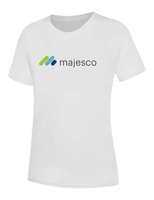 Womens White Core Blend Tee w/Majesco Logo