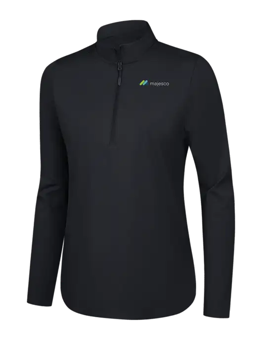  Womens Black C-FREE Double Knit 1/4-Zip w/Majesco Logo