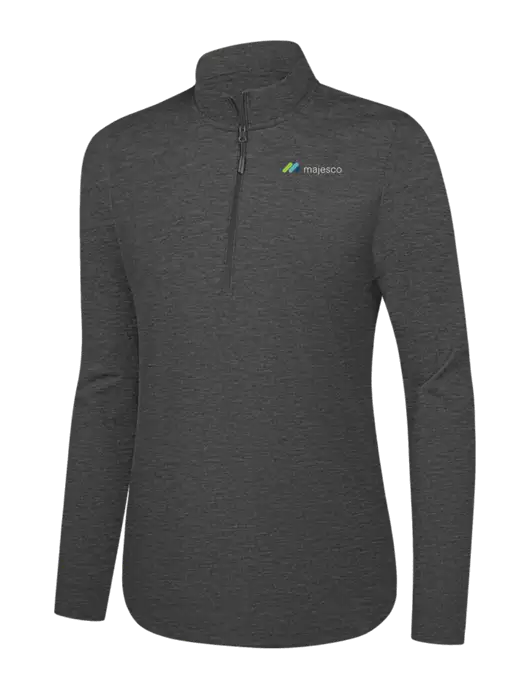  Womens Dark Grey Heather C-FREE Double Knit 1/4-Zip w/Majesco Logo
